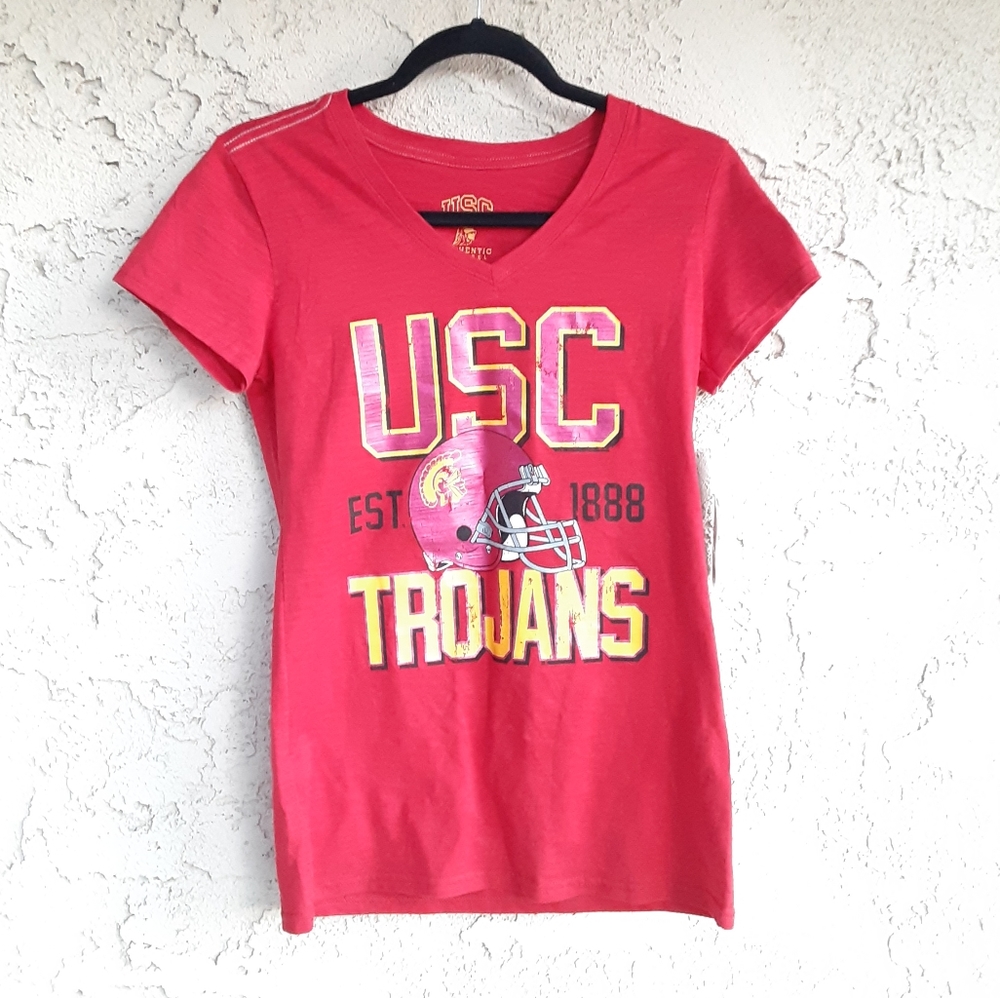 USC Trojans Large Women Red Vneck Graphic Tee